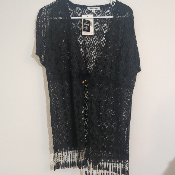 Miken Other - Miken by Macy's NWOT Black Lace Kimono/Bathing Suit Cover Up Size M